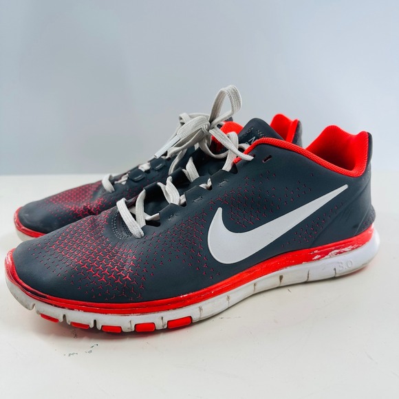 Nike Free 3.0 Running Training Shoes Gray Red White Swoosh DD9668-001 US 8 - Picture 1 of 9